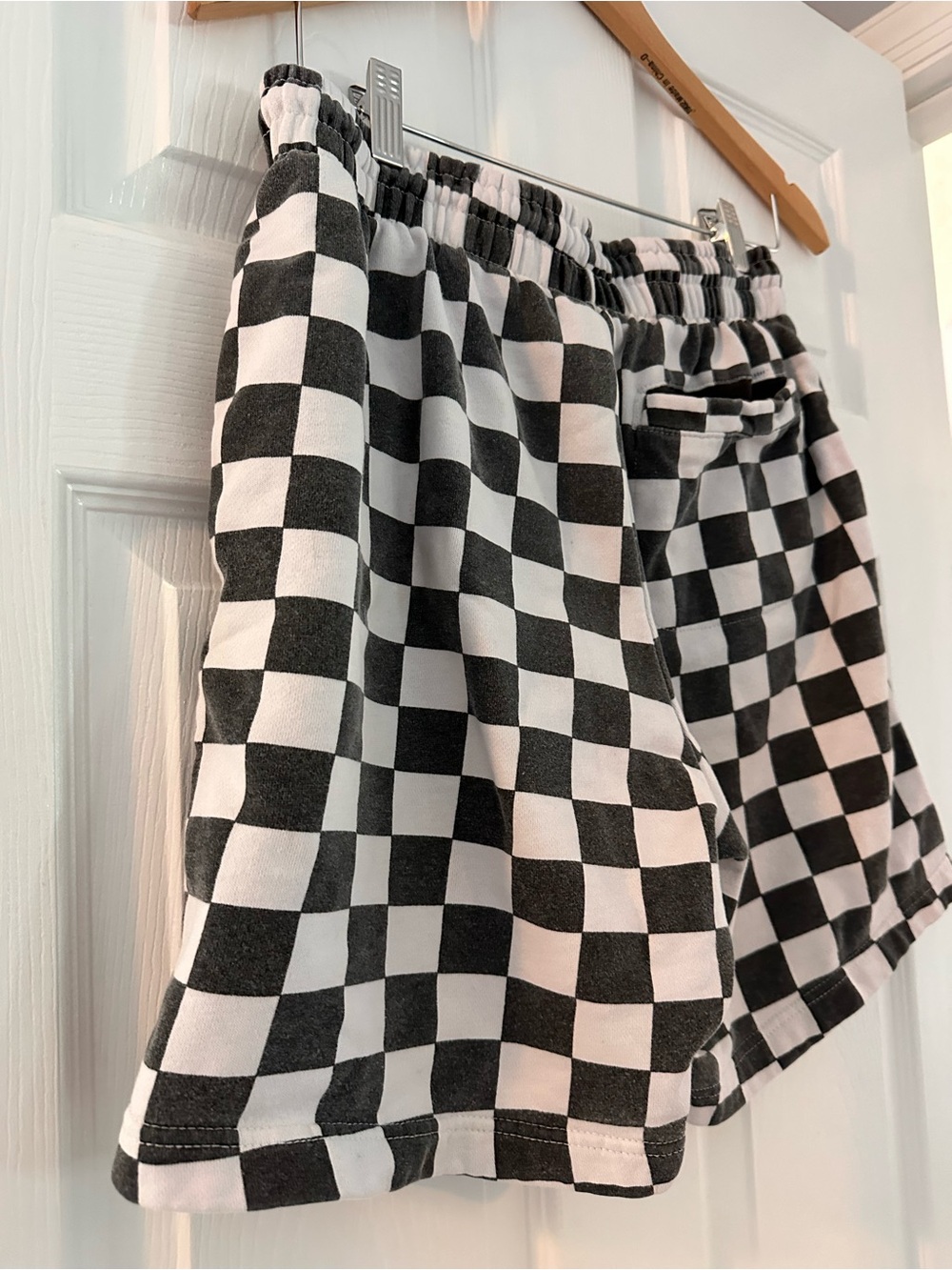 Urban Outfitters Black & White Checkered Drawstring Athletic Shorts - Picture 6 of 8